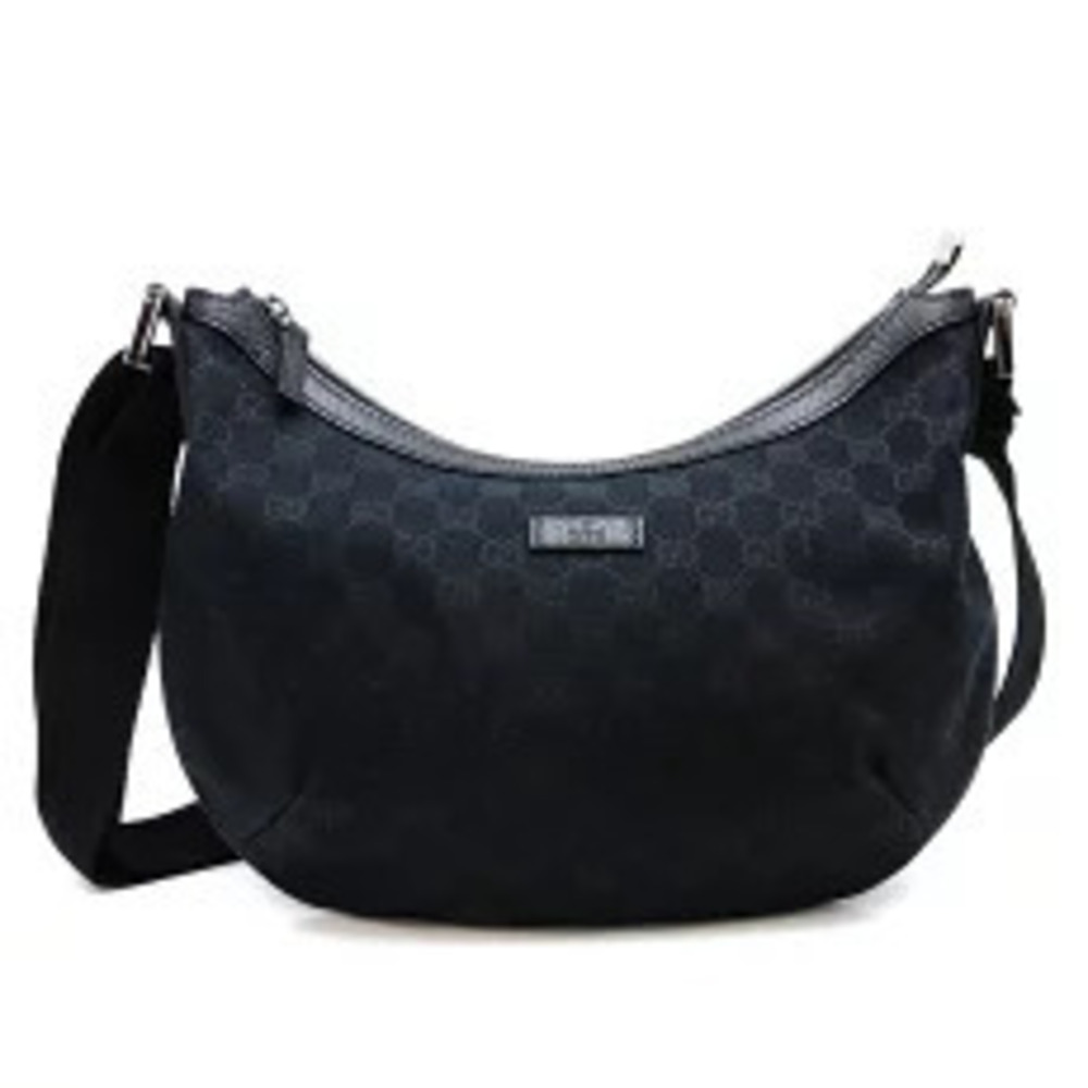 Gucci GG Canvas Messenger Bag black top zip closure Black